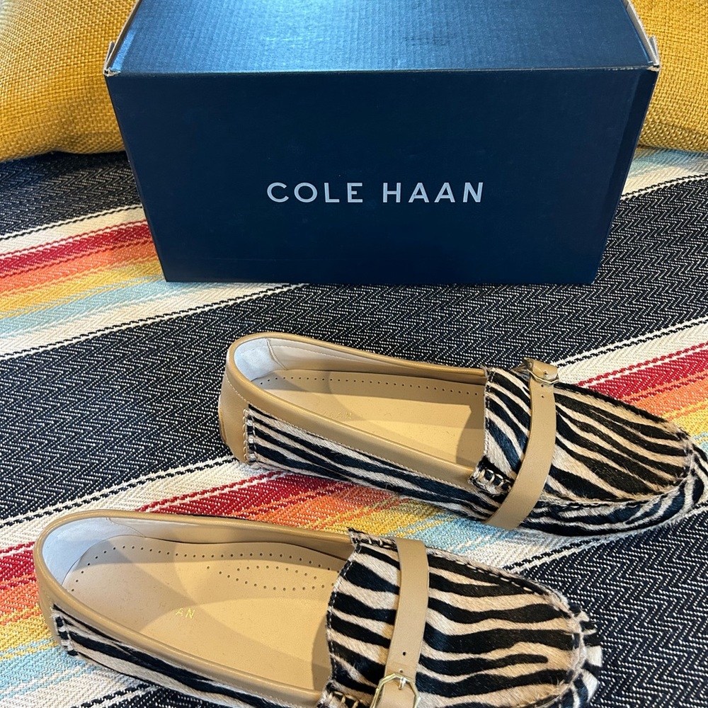 Cole Haan Women's Zebra Moccasins - Black and Tan